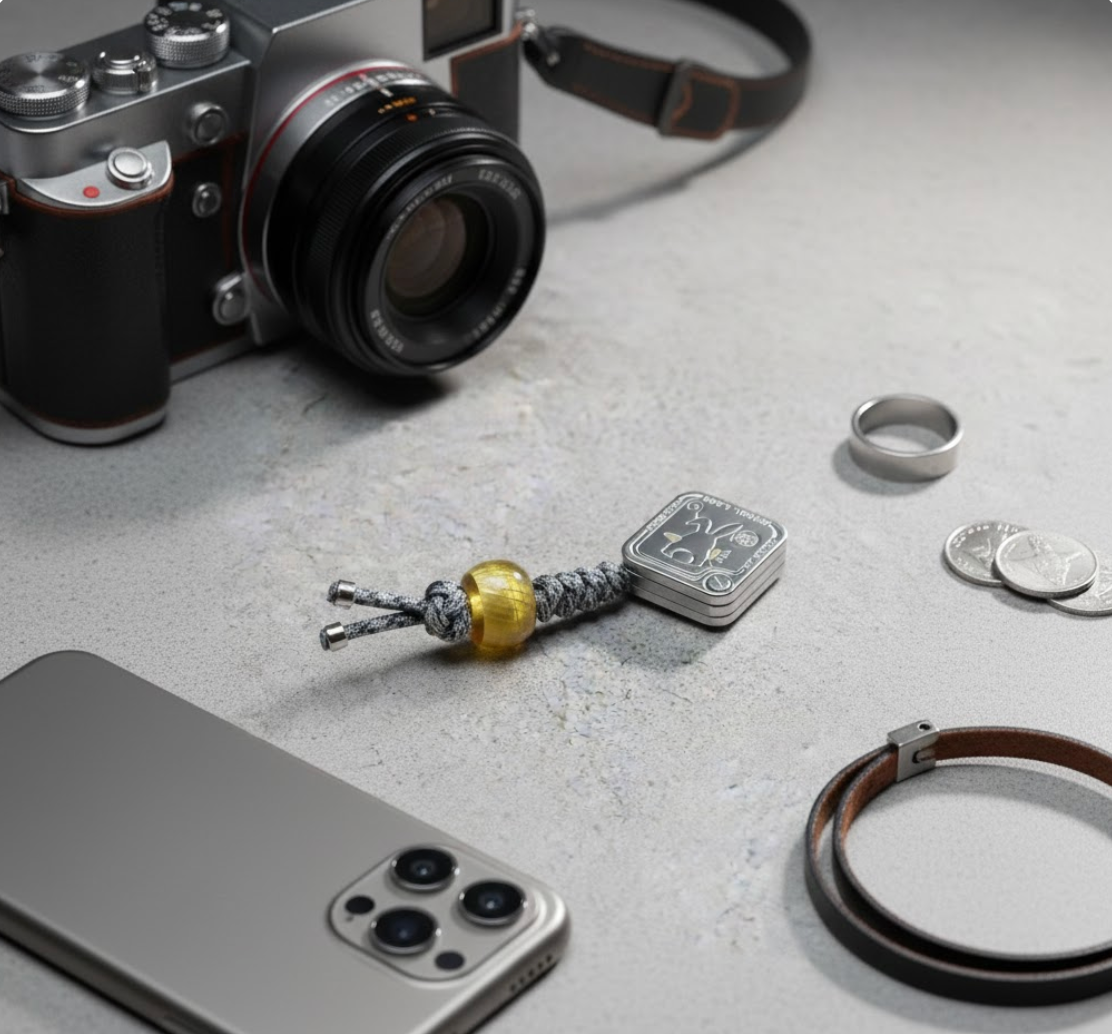 Snap-finger gesture (silver) + Mobius loop knife pendant